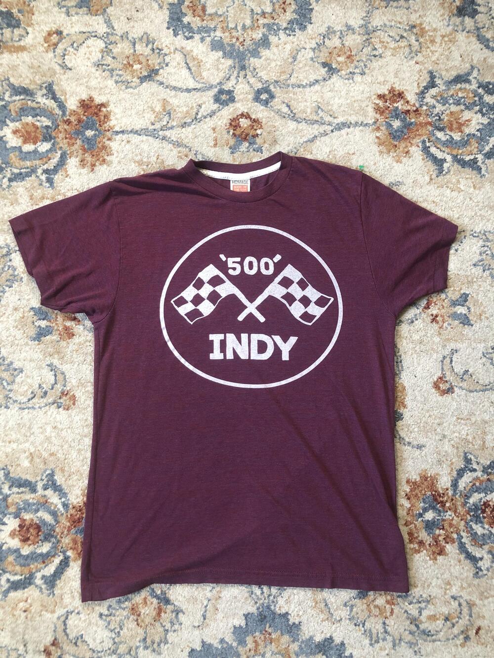 Indianapolis 500 Shirt Mens Large Racing IndyCar Checkered Flags Homage USA